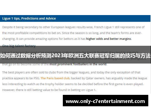 如何通过数据分析预测2023年欧洲五大联赛冠军归属的技巧与方法